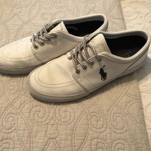Polo Ralph Lauren Men’s Faxon Leather low top white sneaker. Size 10.5.